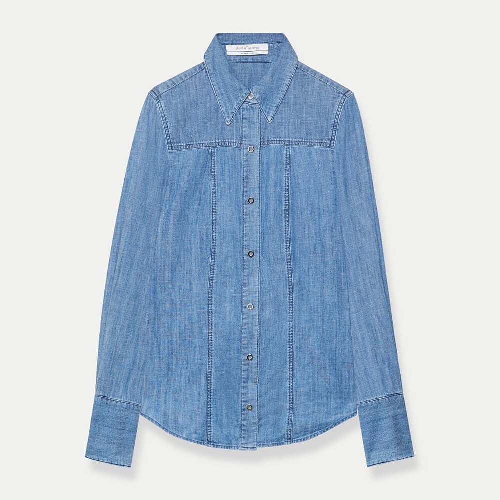 NWT- Another Tomorrow Chambray Slim Shirt Size 42